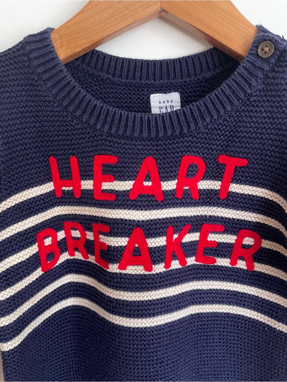 $7 💥NEW Heart Breaker Amazing Pullover Sweater, Red Embroidery, 100% Cotton